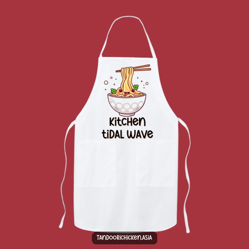 Funny Kawaii Noodle Bowl Apron - Happy Splashing Chef's Kitchen Gift