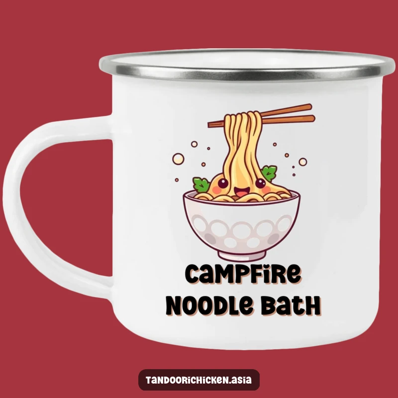 Funny Kawaii Noodle Bowl Camping Mug - Happy Splashing Outdoor Foodie Gift