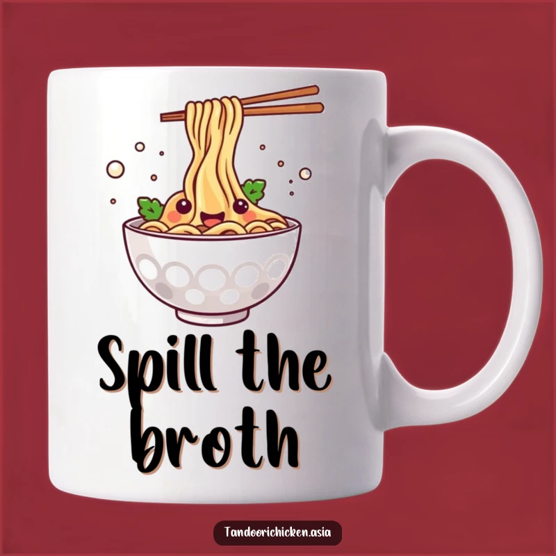 Funny Kawaii Noodle Bowl Mug - Happy Splashing Foodie Gift