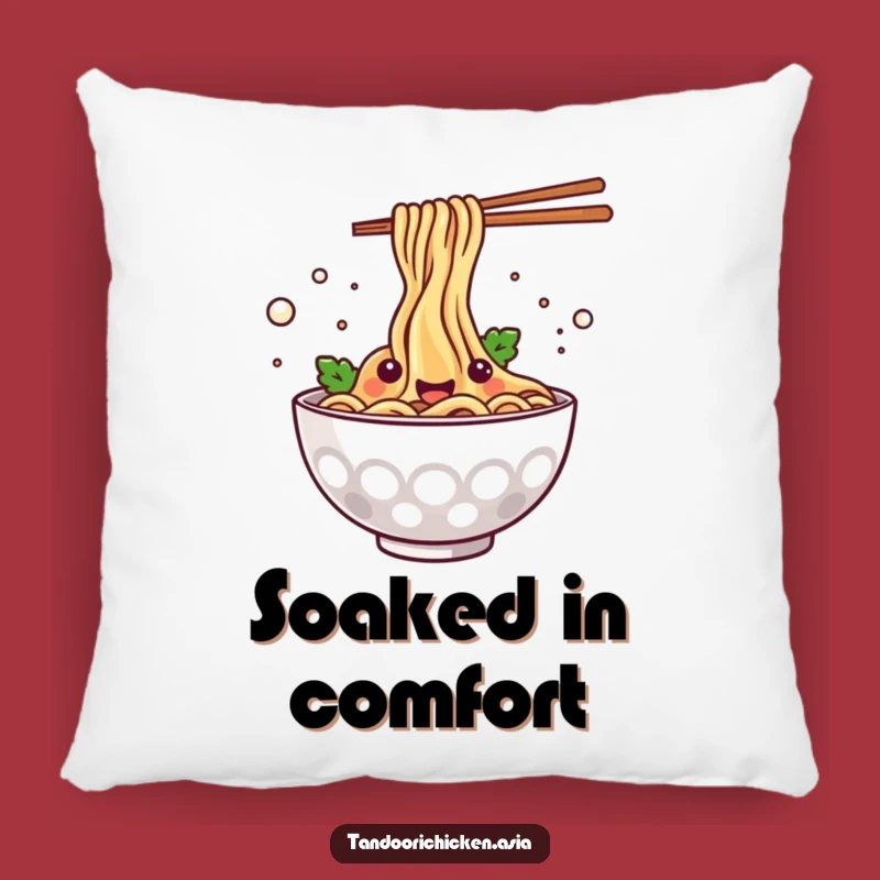 Funny Kawaii Noodle Bowl Pillow - Cozy Happy Splashing Comfort Gift