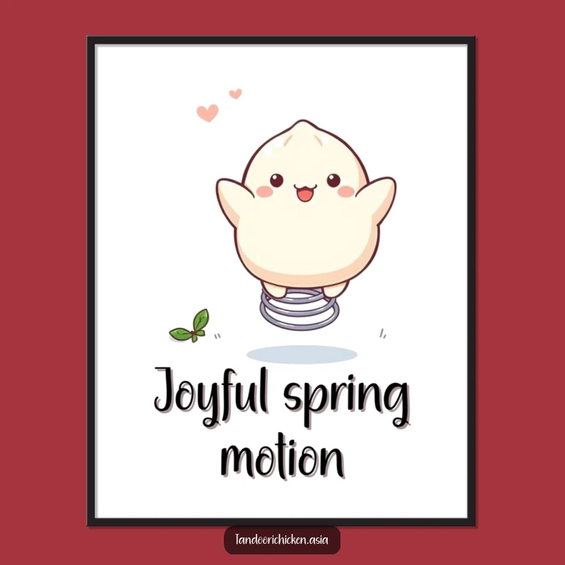 Funny Kawaii Dumpling Digital Art: Bouncing Dumpling Decor, Instant Funny Gift