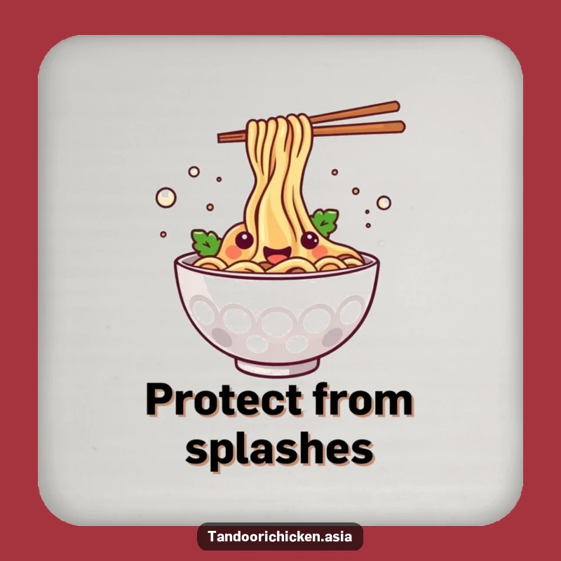 Funny Kawaii Noodle Bowl Coaster - Happy Splashing Foodie Table Gift