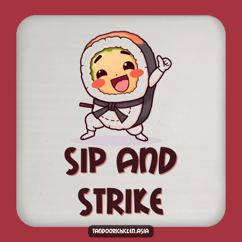 Funny Kawaii Sushi Coaster: Martial Arts Kick Guard, Quirky Funny Gift