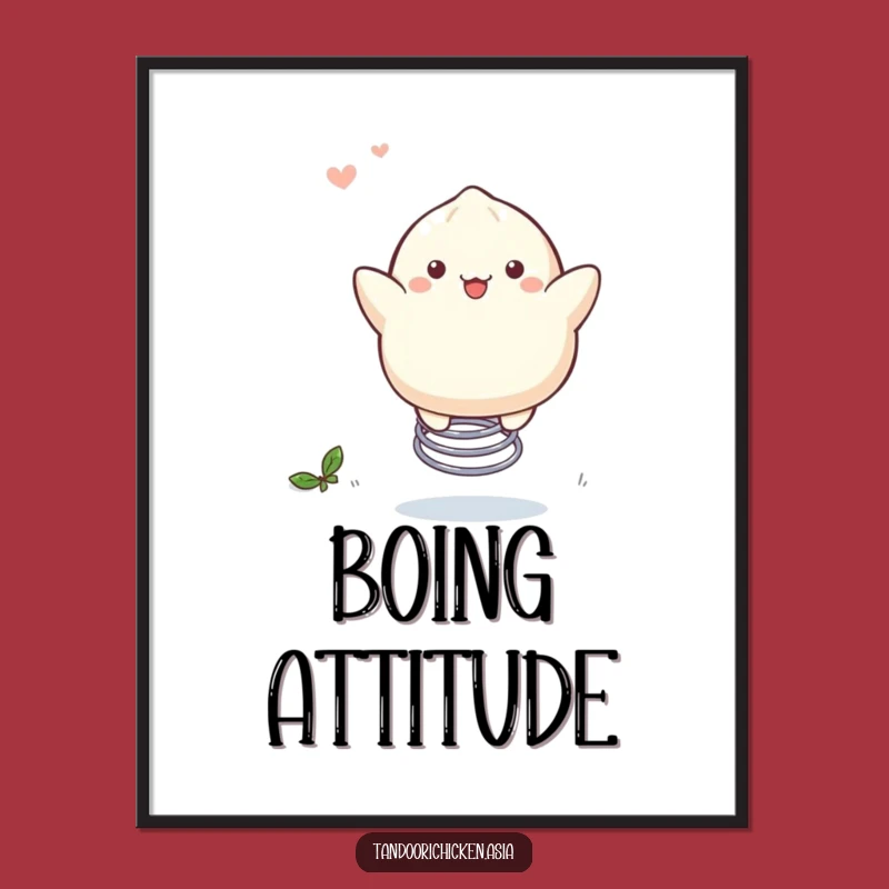 Funny Kawaii Dumpling Poster: Bouncing Spring Dumpling Art, Cheerful Funny Gift Decor
