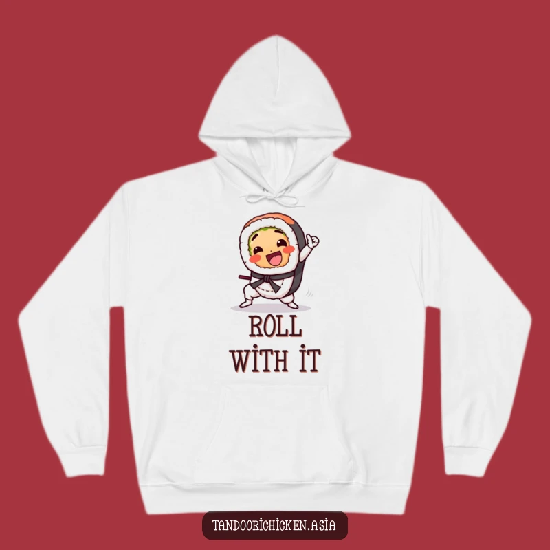 Funny Kawaii Sushi Hoodie: Martial Arts Kick Style, Cozy Funny Gift