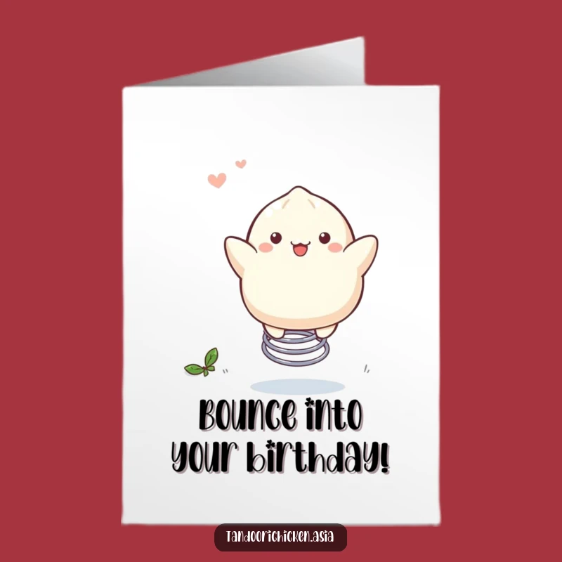 Fun Free Printable Birthday Card: Kawaii Dumpling Bounce, Downloadable Joyful Gift