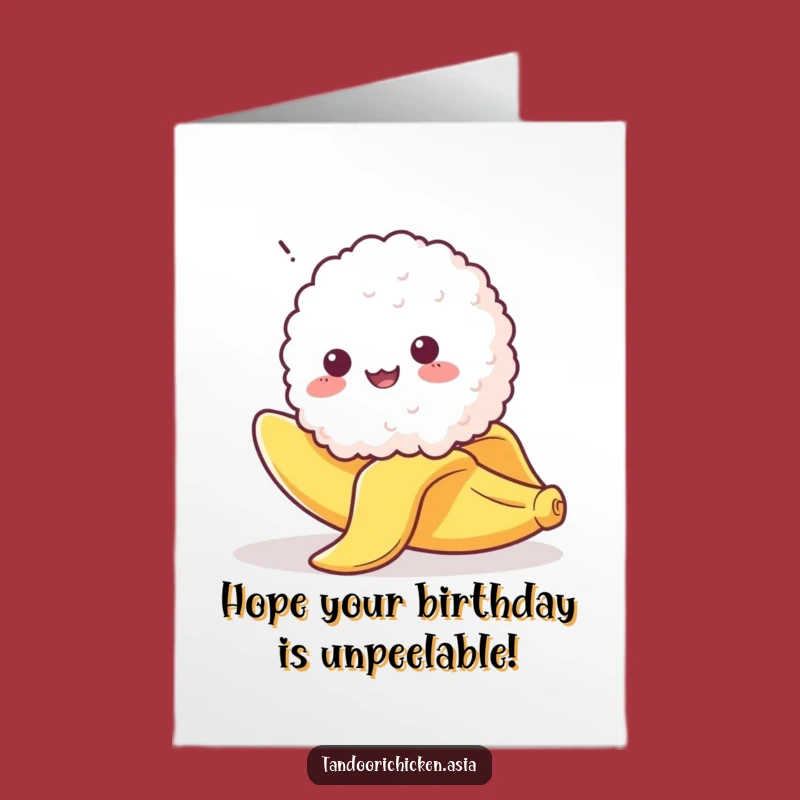 Free Printable Birthday Card: Slipping Rice Ball Funny Downloadable Gift