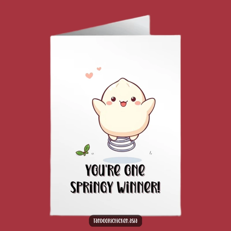 Fun Free Printable Congrats Card: Kawaii Dumpling Bounce, Downloadable Joyful Gift