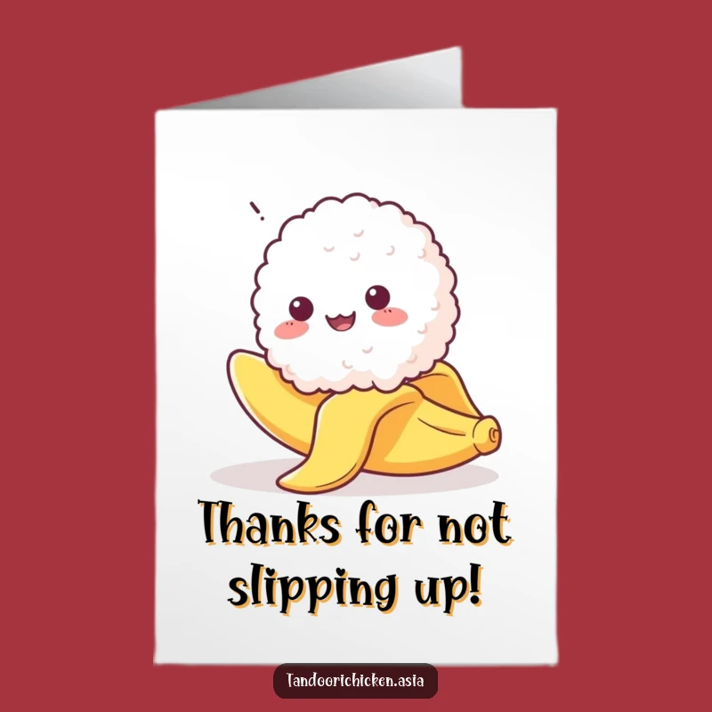 Free Printable Thank You Card: Slipping Rice Ball Funny Downloadable Gift