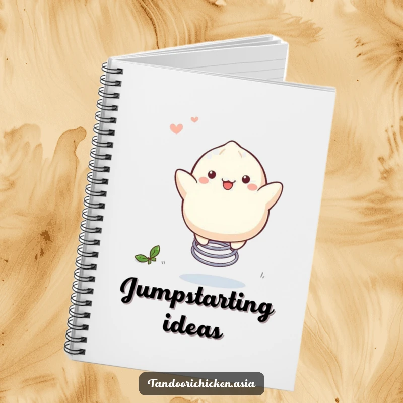 Funny Kawaii Dumpling Notebook: A dumpling merrily bouncing on a spring, ready for your notes.