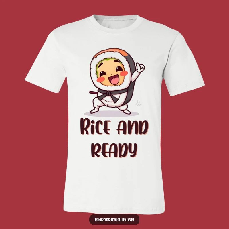 Funny Kawaii Sushi T-Shirt: Martial Arts Kick Sushi, Action-Packed Funny Gift