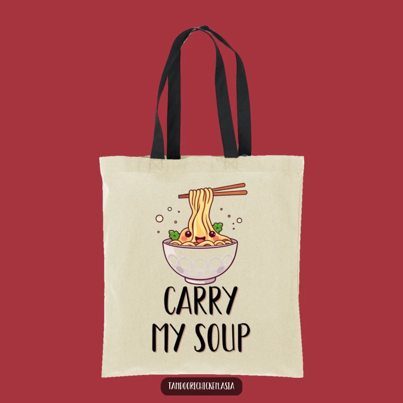 Funny Kawaii Noodle Bowl Tote Bag - Happy Splashing Foodie Accessory Gift