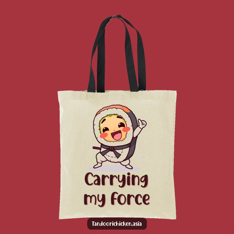 Funny Kawaii Sushi Tote Bag: Martial Arts Kick Design, Practical Funny Gift